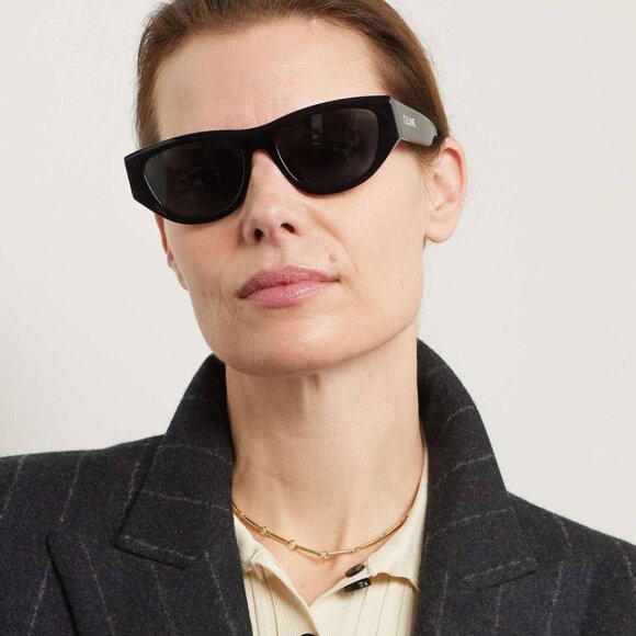 Celine CL40315U 93A Geometric Sunglasses - Green/Smoke main image 4